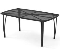  Kerti asztal, Zuno-54, fekete, 150 x 90 cm, magasság: 71 cm, acél keret, időjárásálló, karbantartásmentes (3EXN0034)