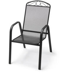 Kerti szék, Zuno-31, fekete, 57 x 74 x 93 cm, acél keret, egymásra rakható, időjárásálló (3EXN0033)