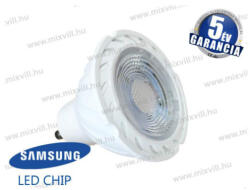 V-TAC SKU-165 LED lámpa GU10 7W 3000K 480lm 38° vil. szög Samsung Chip 5 Év Garancia A+ (165)