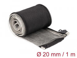 Delock Hőellenálló EMI Shielding fonott borítás zipzárral, 1 m x 20 mm méretű, fekete (20846) - pepita