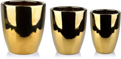  Kerámia kaspó szett MONDEX NEVA GOLD 39x39x42 cm / 32x32x38, 5 cm / 26x26x35 cm ezüst 3 db