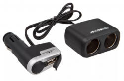Incar , Wf-0097, Szivargyújtó elosztó, 2-es+USB (56ST833) (56ST833) - aqua