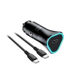 Blue Star autós töltő 3A 20W Type C + kábel Type C to Type C PD QC3.0 AFC fekete (30275777) (30275777) - aqua