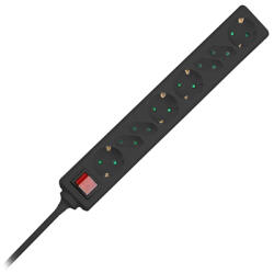 V-TAC Prelungitor cu 8 prize și întrerupător, 1.5 m, 3G 1.5 mm2, negru, V-TAC VT-1118 (SKU-8773)