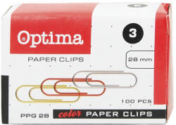 OPTIMA Gemkapocs OPTIMA 28mm színes 100 darabos (22143) - tonerpiac