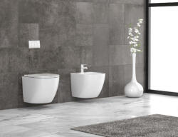 Karag Milos Rimless fali kerámia WC csésze SoftClose ülőkével, fényes fehér LT-046E-NRGW (LT-046E-NRGW)