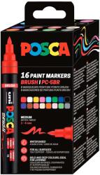 uni Marker pensula varf 1-4 mm UNI Posca PC-5BR, 16 culori/set
