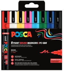 uni Marker pensula varf 1-4 mm UNI Posca PC-5BR, 8 culori/set