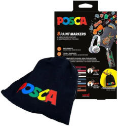 uni Marker UNI Posca 2025, 8 buc/set, in saculet textil