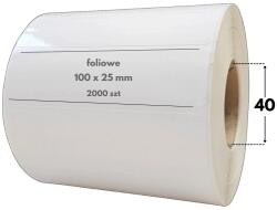  100x25 mm fehér Fólia 2000 db öntapadós címke gyantafestékekhez (efol-100-25-2000-40-akr-pp)