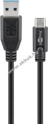 Goobay USB-C-USB-A kábel 0, 5m fekete 15W 3A 5Gbit/s USB 3.0