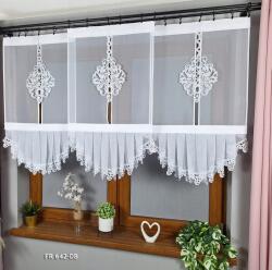  Függöny fehér fátyol képernyő panel dekoratív áttört fodros 60x104 dekoráció ( FR 623D-325 dekor biały)