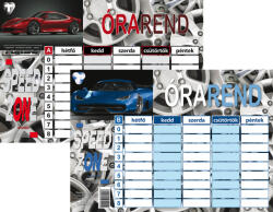 T-Creativ Órarend Nagy 16, 5x23, 5 cm Sportcars (N13053TSC)