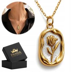 Panda Luxury Jewellery Ezüst Nyaklánc 925 Aranyozott Medál Rózsa Virág Gyöngyház Ajándék (Biżuteria dla Siostry Dziewczyny Mamy Babci)