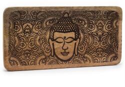  Buddha mintás, mangófából készült tálca - 30 cm (ETBT-22)