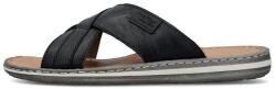 RIEKER Papuci barbati, negru, casual, piele naturala, cu talpa joasa, Rieker 21082-00-Negru (Marime: 40) (21082-00-Negru-40)