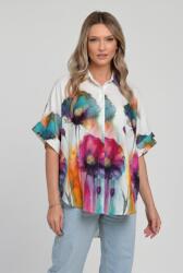 SHOPIKA Camasa oversize cu maneca scurta din in si vascoza, imprimeu floral artistic Talie unica