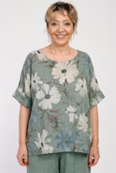 SHOPIKA Bluza din in cu imprimeu floral pastelat si croi relaxat, kaki Talie unica