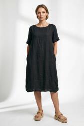 SHOPIKA Rochie midi din in cu croiala lejera si prinderi laterale, neagra Talie unica