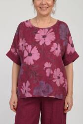 SHOPIKA Bluza din in cu imprimeu floral pastelat si croi relaxat, bordo Talie unica