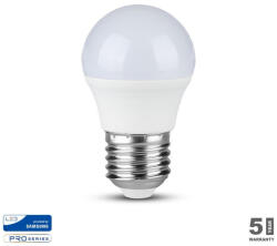 V-TAC led lámpa izzó kisgömb E27 G45 5.5W Samsung chip meleg fehér (VT-246)