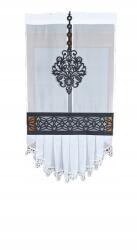 Függöny fehér fátyol dekorációs panel 114x60 fekete áttört fodros 60x114 ( FR 672-303c)
