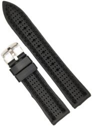 Curea Ceas Silicon Negru - 20/18 mm - Grosime 4 mm - Cusătură Neagră - Design Sport și Confortabil (WZ5586)