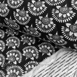  Pamutvászon VOILE STEPPED Bouquet flowers balck digital print