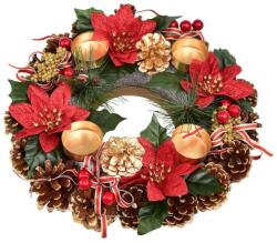 BerryHome Coroniţă de Advent din conuri POINSETTIA cu fundiţe, 30 cm