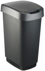 Rotho Coş de gunoi SWING TWIST, negru şi argintiu 50 l Cos de gunoi