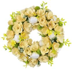 Dommio Coroniţă de primăvară cu flori din lemn şi ouă 30 cm