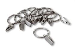 WOOLINE Set inele metalice pentru perdele cu cleme, argintiu, 10 buc