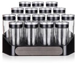 BANQUET Set recipiente mirodenii ALTIMA cu suport negru, 17 piese Solnita condimente