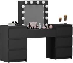Artool Masa de toaleta/machiaj, negru, cu oglinda si LED-uri, Antonia, 155x42x135 cm (143349)