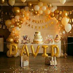 Flippy Baloane Folie Metalizate, Flippy, Set DAVID, Heliu sau Aer, Pai inclus, 40 cm, Auriu (177295)