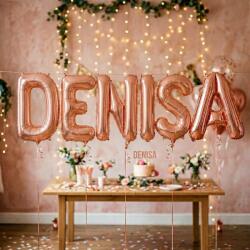 Flippy Baloane Folie Metalizate, Flippy, Set DENISA, Heliu sau Aer, Pai inclus, 40 cm, Rose Gold (177493)