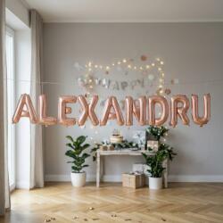 Flippy Baloane Folie Metalizate, Flippy, Set ALEXANDRU, Heliu sau Aer, Pai inclus, 40 cm, Rose Gold (177501)
