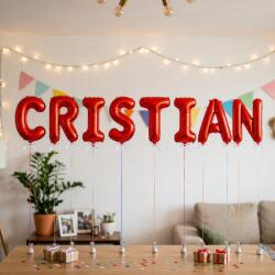 Flippy Baloane Folie Metalizate, Flippy, Set CRISTIAN, Heliu sau Aer, Pai inclus, 40 cm, Rosu (177570)