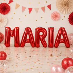 Flippy Baloane Folie Metalizate, Flippy, Set MARIA, Heliu sau Aer, Pai inclus, 40 cm, Rosu (177615)
