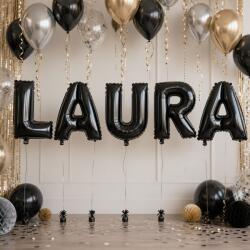 Flippy Baloane Folie Metalizate, Flippy, Set LAURA, Heliu sau Aer, Pai inclus, 40 cm, Negru (177600)