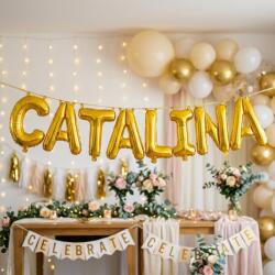 Flippy Baloane Folie Metalizate, Flippy, Set CATALINA, Heliu sau Aer, Pai inclus, 40 cm, Auriu (177271)