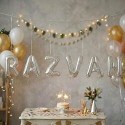 Flippy Baloane Folie Metalizate, Flippy, Set RAZVAN, Heliu sau Aer, Pai inclus, 40 cm, Argintiu (177467)