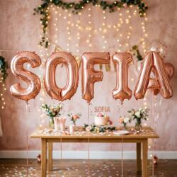 Flippy Baloane Folie Metalizate, Flippy, Set SOFIA, Heliu sau Aer, Pai inclus, 40 cm, Rose Gold (177491)