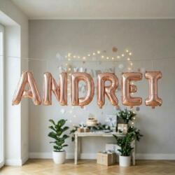 Flippy Baloane Folie Metalizate, Flippy, Set ANDREI, Heliu sau Aer, Pai inclus, 40 cm, Rose Gold (177500)