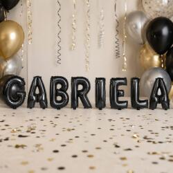 Flippy Baloane Folie Metalizate, Flippy, Set GABRIELA, Heliu sau Aer, Pai inclus, 40 cm, Negru (177597)