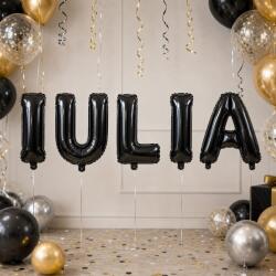 Flippy Baloane Folie Metalizate, Flippy, Set IULIA, Heliu sau Aer, Pai inclus, 40 cm, Negru (177608)