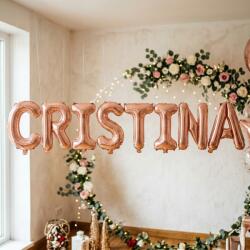 Flippy Baloane Folie Metalizate, Flippy, Set CRISTINA, Heliu sau Aer, Pai inclus, 40 cm, Rose Gold (177482)