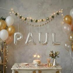 Flippy Baloane Folie Metalizate, Flippy, Set PAUL, Heliu sau Aer, Pai inclus, 40 cm, Argintiu (177468)