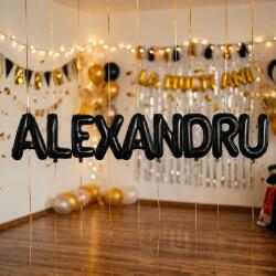 Flippy Baloane Folie Metalizate, Flippy, Set ALEXANDRU, Heliu sau Aer, Pai inclus, 40 cm, Negru (177540)