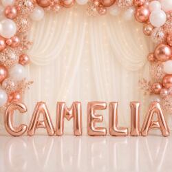 Flippy Baloane Folie Metalizate, Flippy, Set CAMELIA, Heliu sau Aer, Pai inclus, 40 cm, Rose Gold (177697)